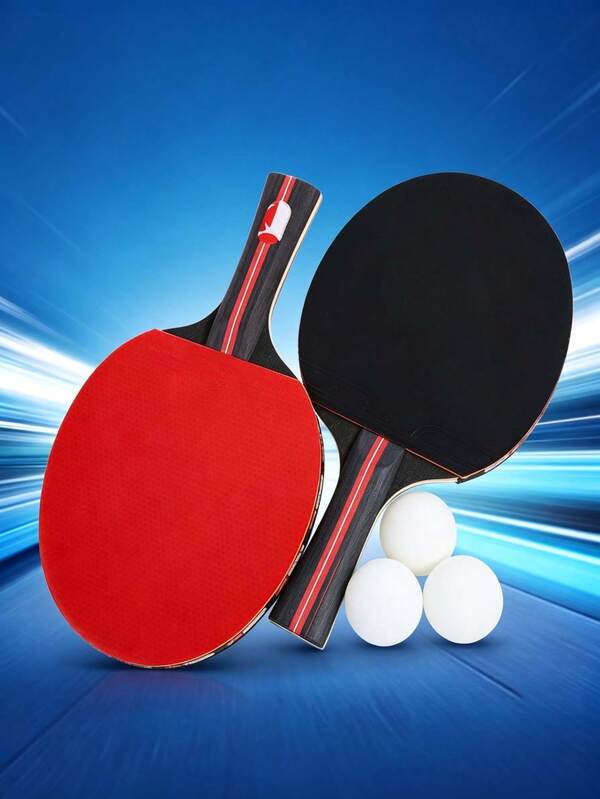 2PCS Table Tennis Racket, 3 Balls Free, Wooden Handle, Beginner Durable Table Tennis Racket