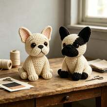 1pc Bulldog Brothers Crochet Kit (Materials Only, Simple Hand Crochet Required), DIY Kit For Beginners, Includes Step-By-Step Guide And English Instructions, Cute Design, Home Decor, Creative Gift For Birthday And Holiday, Christmas - DIY Crochet Kit - View 6