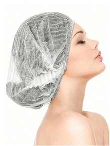 100pcs/Strip Disposable Non-Woven Thickened Mesh Cap, Factory Workshop Mushroom Cap, Beauty Dust-Proof Breathable Chef Hat, Head Protection Cap - Multicolor - View 3