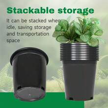 10-Pack 2-Gallon Black Round Flower Pots With Drainage – Perfect For Seedlings, Cuttings, Succulents, And Germination, Reusable For Patio, Lawn, Garden, Indoors And Outdoors. - 黑色 - 查看 6