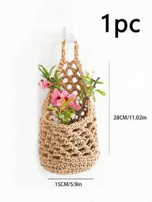 Indoor Hanging Plant Basket, Handmade Wall Hanging Basket, Home, Kitchen, Bathroom, Office Decor Storage Organizer, Coastal Style, Minimalist Hanging Decor, Garden, Home Decor, Suitable For Plants Under 4 Inches - Multicolor - View 9