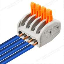 Kit Konektor Kawat Tuas 50 buah, Mur, Berbagai Ukuran 28-12 AWG, Kombinasi Konduktor 2/3/5, Terminal Terisolasi Listrik Kompak, Konektor Penyambung Kompak Lepas Cepat Tanpa Membutuhkan Baterai - warna oranye - View 3