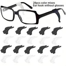 28 Pairs Of Soft Anti-Slip Eyeglass Straps With Ear Hook Design, Transparent Temples, Anti-Drop Eyewear Retainers, Durable And Flexible Fastening Accessories, Made Of Flexible Material, Mixed Black And White/Random Colors - View 10