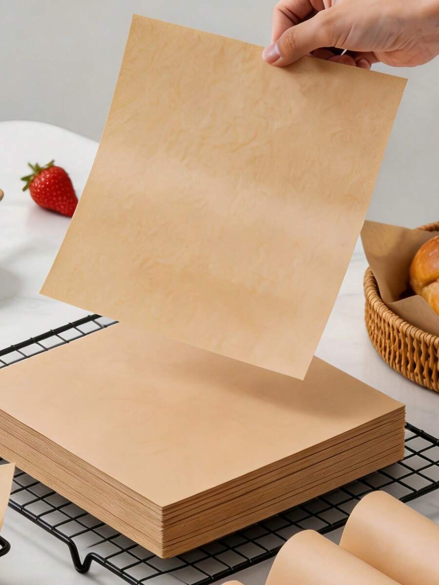50/100/200PCS Baking Parchment Paper, 7.8*7.8 Inches, Non-Stick Pre-Cut, Suitable For Baking, Air Fryer, Daily Cooking, Oven Use, Perfect For Making Bread, Cakes, Grilling (Natural Color)
