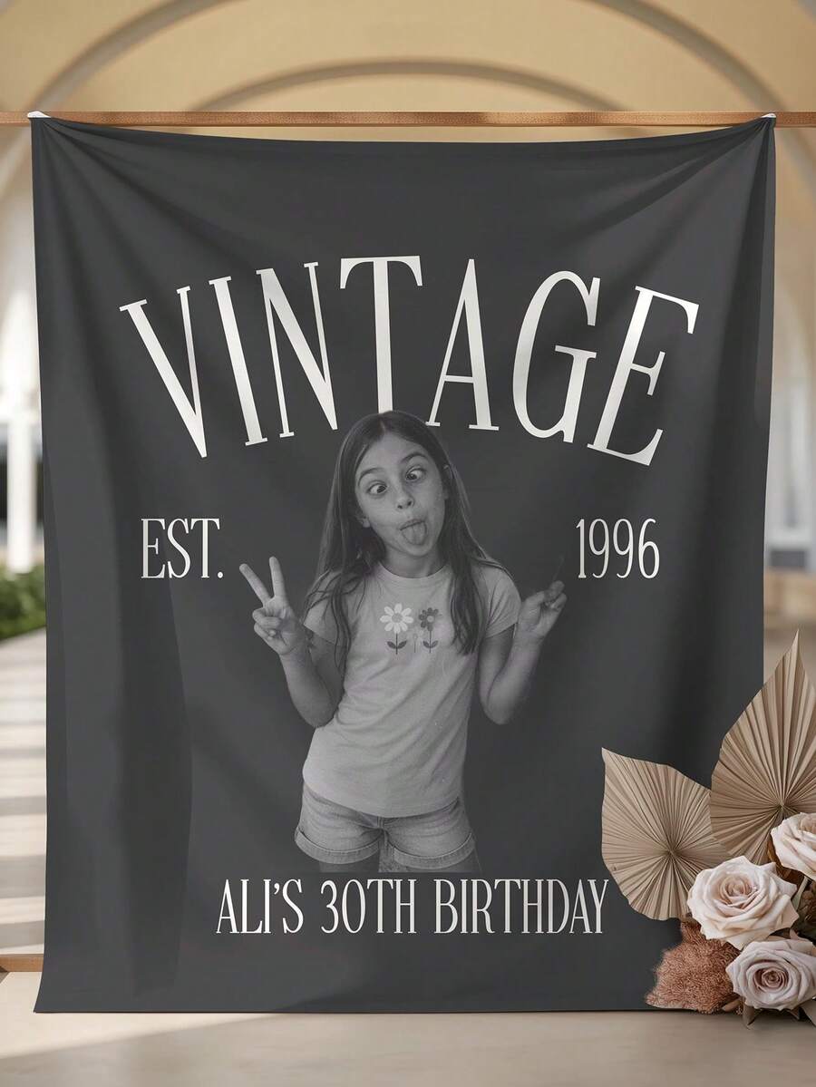 1pc Customized Vintage 30th Birthday Party Banner: 30th Birthday Photo Backdrop Welcome Sign, Fun Birthday Decoration For Men And Women - Multicolor - View 1