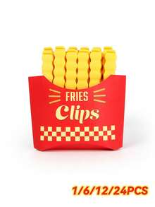 Creative French Fries Seal Clips (24/12/1pc), Reusable Food Preservation Clips, Plastic Bag Seal Clips, Snack Clips Sealer, With Magnetic Back For Easy Attachment To Refrigerator, Travel Essential, Kitchen Storage, Christmas Decoration - Multicolor - View 2