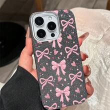 Brilhante Capa Para IPhone 17 Air 13 15 14 16 11 12 Xr Normal Pro Max Plus Borboletas Suaves Capinha - Rosa - Visão 9