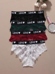 4pcs/Pack Women's Fashion Lace Solid Color Panties - Soft Comfortable Elastic Panties, Semi-Sheer Breathable Women's Underwear - Multicolor - View 3