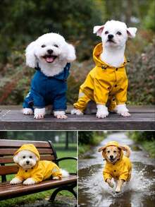 1 buah Jas Hujan Tahan Air Seluruh Tubuh untuk Anjing Ukuran Kecil hingga Sedang, Setelan Pelindung Hujan Empat Kaki, Cocok untuk Teddy, Pomeranian, Bichon, dan Ras Anjing Lainnya - MultiWarna - View 2