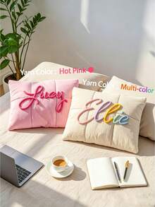 1pc Customized Embroidered Name Quilted Tablet Bag, Soft Portable Personalized Bedroom Travel Storage Bag, Holiday Wedding Gift - Multicolor - View 5