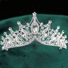1PC/4PCS/6PCS Multiple Set Options Elegant Princess Hair Accessories Headband Crown For Women European American Ball Party Birthday Party Adult Wedding Photography Alloy Rhinestone Bridal Tiara Event Jewelry Gift Accessory - Silver - View 2