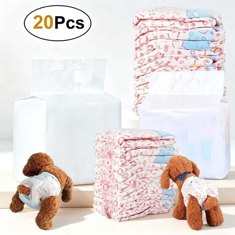 20Pcs Disposable Dog Diapers For Female Dogs, Comfortable Breathable Disposable Dog Panties Leak-Proof Absorbent Pet Pads - Female Dog - View 1