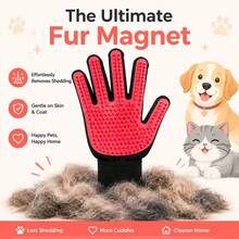 Gentle Pet Grooming Glove, Silicone Multi-Function Deshedding Brush, Massage & Bathing Tool, Suitable For Dogs, Cats, Horses, Rabbits And Small Pets, Adjustable - Red - View 1