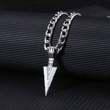 Vintage Arrow Pendant Cuban Chain Stainless Steel Necklace For Men, Hip Hop Cool Triangle Pendant, Retro Street Style Versatile Personalized Accessory - Multicolor - View 2