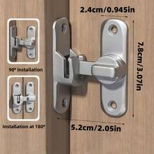 2-Piece Set (1 Heavy-Duty Security Door Lock Handle + 1 Screwdriver), Commercial/Residential Grade Security Bolt Lock With Anti-Pry Function, Adjustable Sliding Insert, 90°/180° Bi-Directional Rotation, Fits Left/Right Doors, Installable At Any Angle, Includes Full Set Of Mounting Screws, Pure Manual Operation, Reinforced Durable Metal Structure, Anti-Gap Design To Prevent Prying Open From Door Gap, Easy Installation, Suitable For Swing Doors, Sliding Doors, Bathrooms, Bedrooms, Homes, Rental Properties, Shops, Warehouses And More - Multicolor - View 10