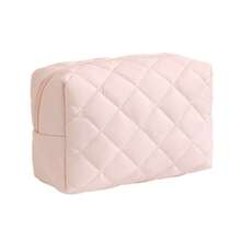 New Girl's Floral Quilted Makeup Bag, Portable Travel Skincare Toiletry Bag, Minimalist Large Capacity Soft Storage Bag - Storage Bag - View 16