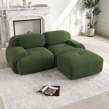 Modular Green Sofa - Corduroy Fabric Modular Sofa No Assembly For Living Room And Lounge - 綠色 2 人座 - 查看 1