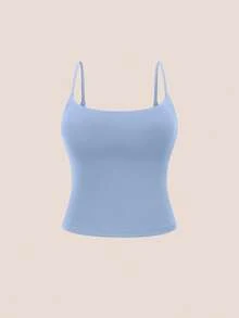 TimeOff Women's 1pc Solid Color Spaghetti Strap Backless Padded Cropped Tank Top For Outdoor Running And Fitness - Dusty Blue - View 7