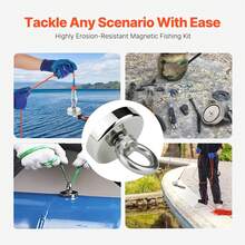 4PCS-32mm + 42mm + 60mm + 1000cm (32.8ft) Dedicated Rope Kit - With Fixing Buckle - Strong Magnetic Hook, Fishing Magnet, Round Neodymium Magnet, Large Magnetic Label Remover (With Eye Bolt), Heavy Duty Rare Earth Magnet, For Retrieving Items From Lakes, Rivers, Beaches And Lawns, Recovery Equipment - A - View 4