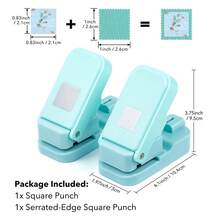 2pcs/Set (1pc Serrated Edge Square Punch + 1pc Solid Square Punch) Layered Serrated Edge Square Paper Punch, Suitable For Junk Journal And Scrapbooking, Stamp Style Nested Craft Punch, With Precise Alignment Hollow Design, Suitable For Card Making - Green - Set Of 2 - View 13