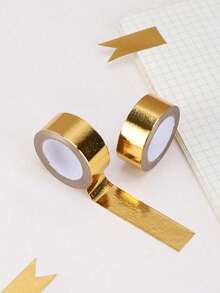 5pcs/3pcs/1pc Hot Stamping Gold Foil Decorative Washi Tape Stickers, Solid Gold Color Planner Tape, Suitable For Handmade DIY, Wedding Decoration, Gift Wrapping, Back To School, Christmas Gift Decoration - Multicolor - View 1