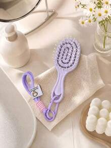 Sisir Oval Mini, Sisir Portabel Wanita, Cocok untuk Perjalanan, Aktivitas Luar Ruangan, Kantor dan Sekolah, Cocok untuk Rambut Basah dan Kering, Penggunaan Sehari-hari, Sisir Pijat Ringan dengan Tali Gantung, Sisir Rambut Keriting, Tersedia Berbagai Warna - A - View 19