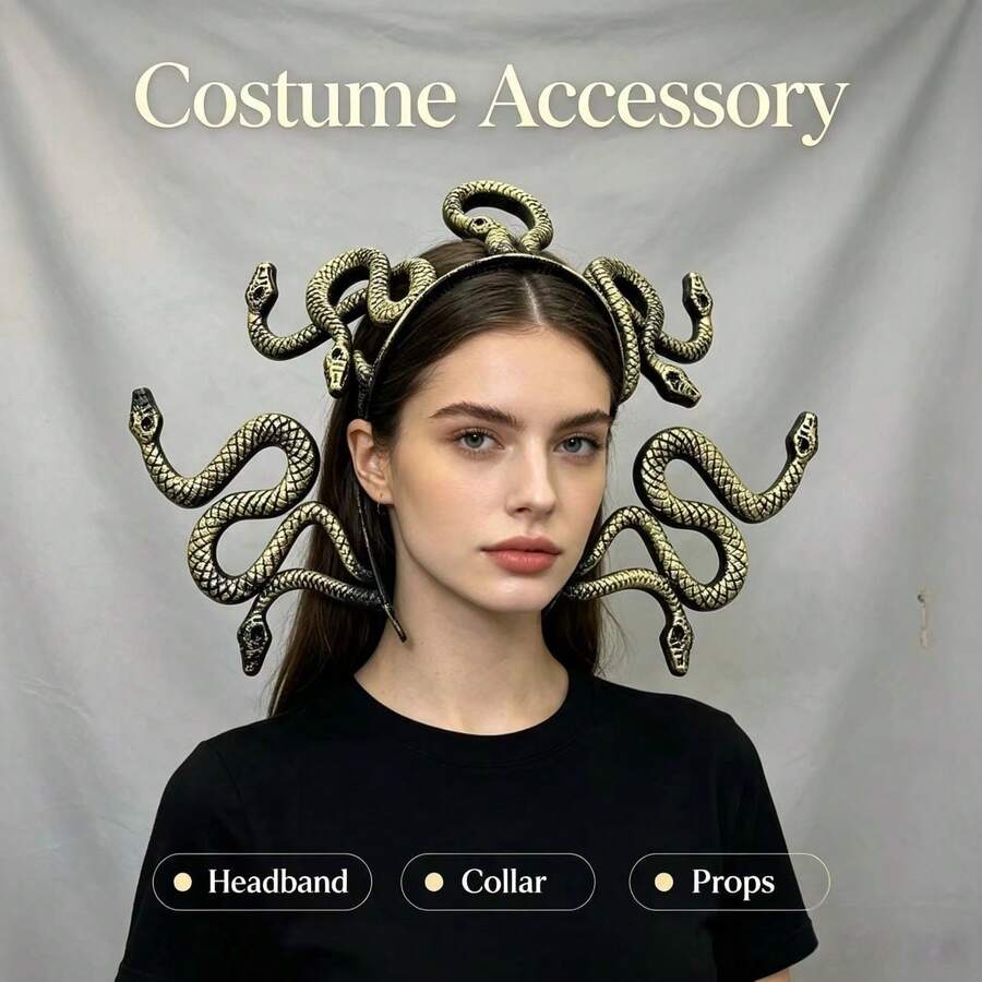 1pc Halloween Scary Medusa Snake Headband Cosplay Costume Prop Horror Thriller Hair Accessory - View 1
