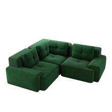 Sofa Green Made Of Corduroy For Living Room And Lounge - Green 3 Seat - 查看 5
