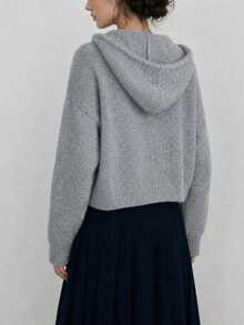 Sweater Pullover Berkerudung Minimalis Model Terbaru Musim Gugur/Dingin untuk Wanita - Light Grey - View 2