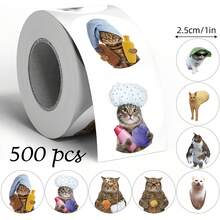 500pcs Funny Internet Meme Cat Expression Graffiti Roll Stickers, 1 Inch Round, 6 Styles To Choose From, Meme Magic Meme Graphics, Perfect For Baking Gift Box Sealing, Souvenir Packaging, Scrapbooking, Children's Reward Stickers, Creative Express Packaging, Market Stall Decoration And More - Multicolor - View 14