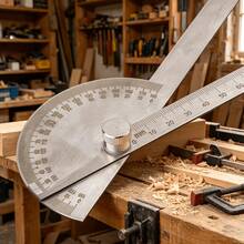 1pc Stainless Steel 180 Degree Adjustable Angle Protractor Ruler, Woodworking Angle Measuring Tool For Craftsman - A - View 4