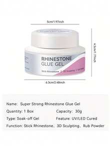 BORN PRETTY 30G Rhinestone Glue Gel No Wipe Uv Led Gel Multi Use For Rhinestone Adhesion 3D Modeling And Powder Nail Diy - 30g - View 2