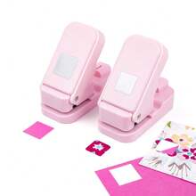 2pcs/Set (1pc Serrated Edge Square Punch + 1pc Solid Square Punch) Layered Serrated Edge Square Paper Punch, Suitable For Scrapbooking And Collage, Stamp Style Nested Craft Punch, With Precise Alignment Hollow Design, Suitable For Card Making - Pink - Set Of 2 - View 7