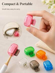 Transparent Toothbrush Head Cover With Spring Clip Closure, Dust-Proof Protective Cap, Keeps Brush Head Clean - Multicolor - View 10