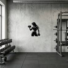 Self-Adhesive Dumbbell Lifting Female Bodybuilding Wall Sticker, Gym Inspirational Sports Decor, Suitable For Home Gym, Studio, Bedroom, Living Room Home Decor, Waterproof, Peel And Stick Material, Ideal Gift For Female Fitness And Bodybuilding Enthusiasts - A - View 2