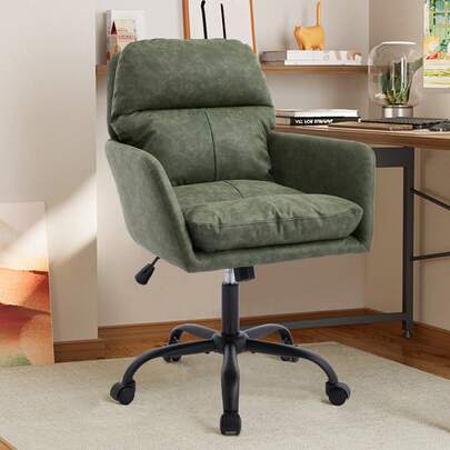 Office Chair Green Made Of Pu For Home