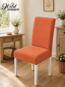 1/4/6pcs Solid Color Pattern Chair Covers, Modern Minimalist Digital Print Stretch Dining Chair Covers, All-Season Suitable For Living Room, Home, Restaurant, Banquet, Party, Holiday Decoration - Coral Orange - View 6
