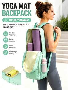 Yoga Mat Backpack For Women, Large Capacity Yoga Bag Fits 26" Mat With Adjustable Padded Straps, Multi-Pocket Fitness Backpack For Towel, Water Bottle, Yoga Blocks, Gym Workout, Travel And Studio - Multicolor - View 3