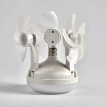 Ventilador de Teto Luminária E27 Ventilação 360°, Controle Remoto, Luz LED Quente e Fria, Silencioso para Quarto Sala de Jantar - Branco - Visão 12
