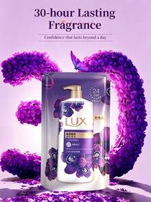 LUX Midnight Orchid Fragrance Body Wash Refill 200G, Essential Oil Fragrance Body Wash, Long-Lasting Floral Scent, Gentle Cleansing & Moisturizing Bath Liquid, Unisex, Suitable For Daily Home Shower Use - Purple - View 5