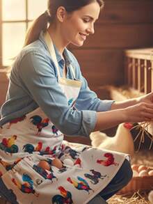 1pc 12-Pocket Universal Egg Collection Apron, Adjustable Rooster Print Egg Storage Bag, Suitable For Chicken, Duck, Quail Egg Gathering, Durable Farm Kitchen Garden Apron, Fit For Egg Collection, Vegetable Harvesting And Cooking, Suitable For All Body Types - 004 - View 6