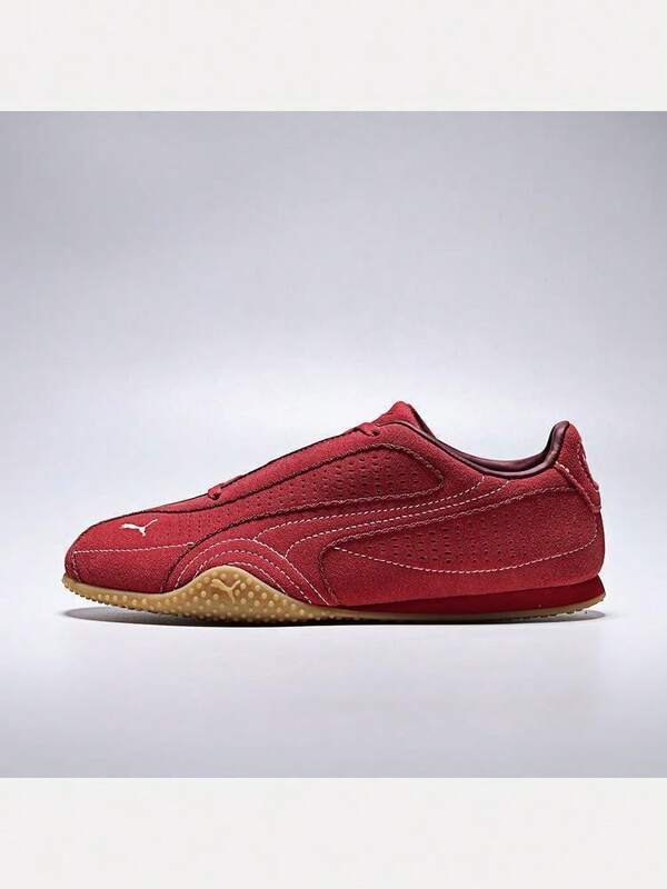 Women's Bella V2 BreezSuede Red Puma White Low-Top Casual Sneakers 40957501