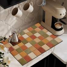 1pc Colorful Plaid Printed Pattern, 2D Printed Flat Stove Protector Mat, Rubber Non-Slip Heat-Resistant Stove Cover Pad, Suitable For Induction Cooktop, Glass Stove, Multi-Functional Scratch-Resistant Mat, Best Choice For Oven, Washing Machine, Dryer, Kitchen Decoration - Multicolor - View 3