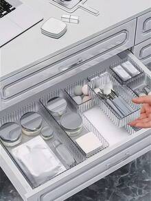 12/10/7/5/4pcs Acrylic PET Cosmetic Storage Set, Multiple Sizes Available, Suitable For Vanity And Wardrobe, Perfect For Organizing Cosmetics And Skincare Products - Storage Box - View 6