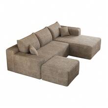 Camel 4 Seat Sofa - Modern L Shape Fabric Sofa For Living Room - 駱駝色 4 人座 - 查看 10