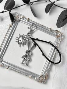 1pc Silver Alloy Rabbit Rivet Heart Bag Charm, Y2K Gothic Punk Style Keychain, Car Key Decoration Backpack Fashion Pendant, Women's Gift - Multicolor - View 2