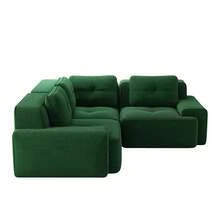 Sofa Green Made Of Corduroy For Living Room And Lounge - Green 3 Seat - 查看 7