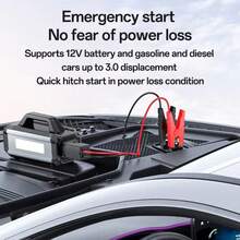 Alat Jump Starter Mobil dengan Kompresor Udara, Booster Aki Darurat Portabel 4-in-1 & Pompa Ban, Layar Digital, Power Bank, Lampu Senter LED untuk Mobil, SUV & Sepeda Motor, 14.8V 2500mAh - Wireless - View 3