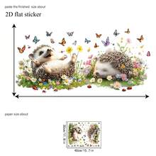 2D Flat Sticker, Hedgehog Paradise Butterfly Flower Pattern Decorative Window Decal, Easy To Remove, Convenient Installation, Suitable For Living Room Window Double-Sided Printing Use Scenario - Multicolor - View 10
