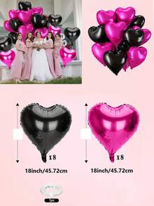 10pcs/Set 18inch Heart Shaped Foil Balloon In Gold, White, Red, Pink, Blue, Cream, Light Gold, Black - Perfect For Birthday Party, Wedding, Valentine's Day, Anniversary, Bridal Shower, New Year Party Decoration, Room Decor, Photo Props - Multicolor - View 35